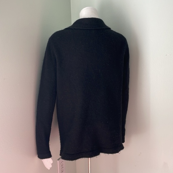 Peruvian Connection 100% Baby Alpaca Black Notch Collar Cardigan Sweater Medium - Picture 5 of 9